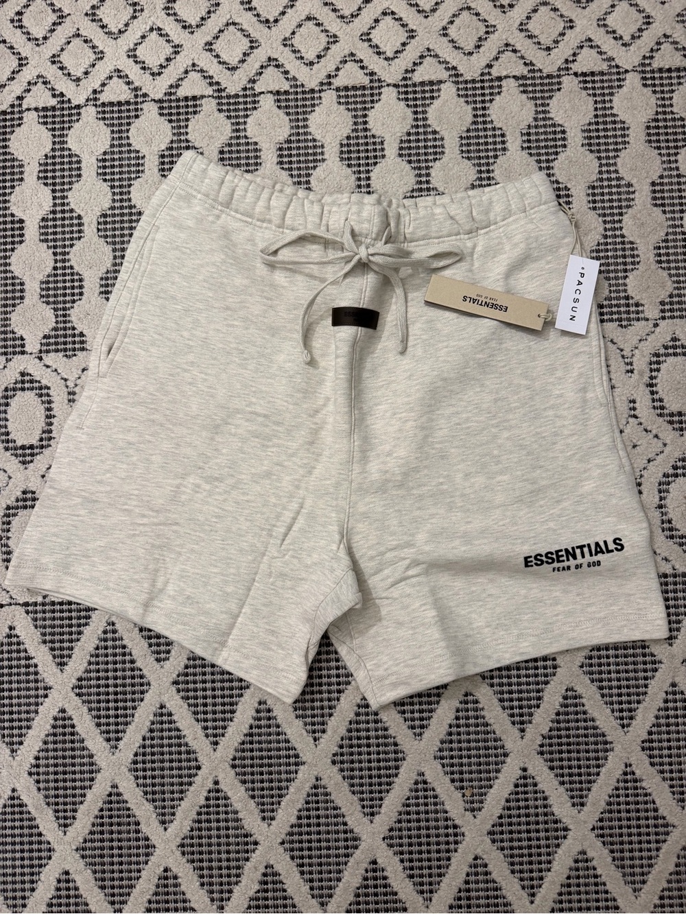 Essentials Light Heather Gray Cotton Drawstring Shorts